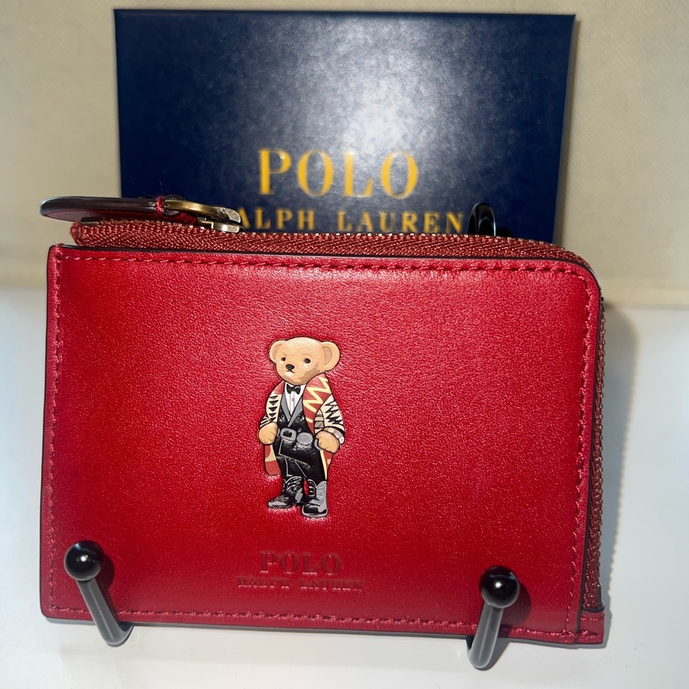 NIB | Polo Ralph Lauren | Red Leather | Polo Bear | Card Holder